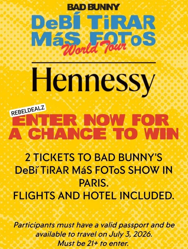 Hennessy Bad Bunny's World Tour Paris Sweepstakes
