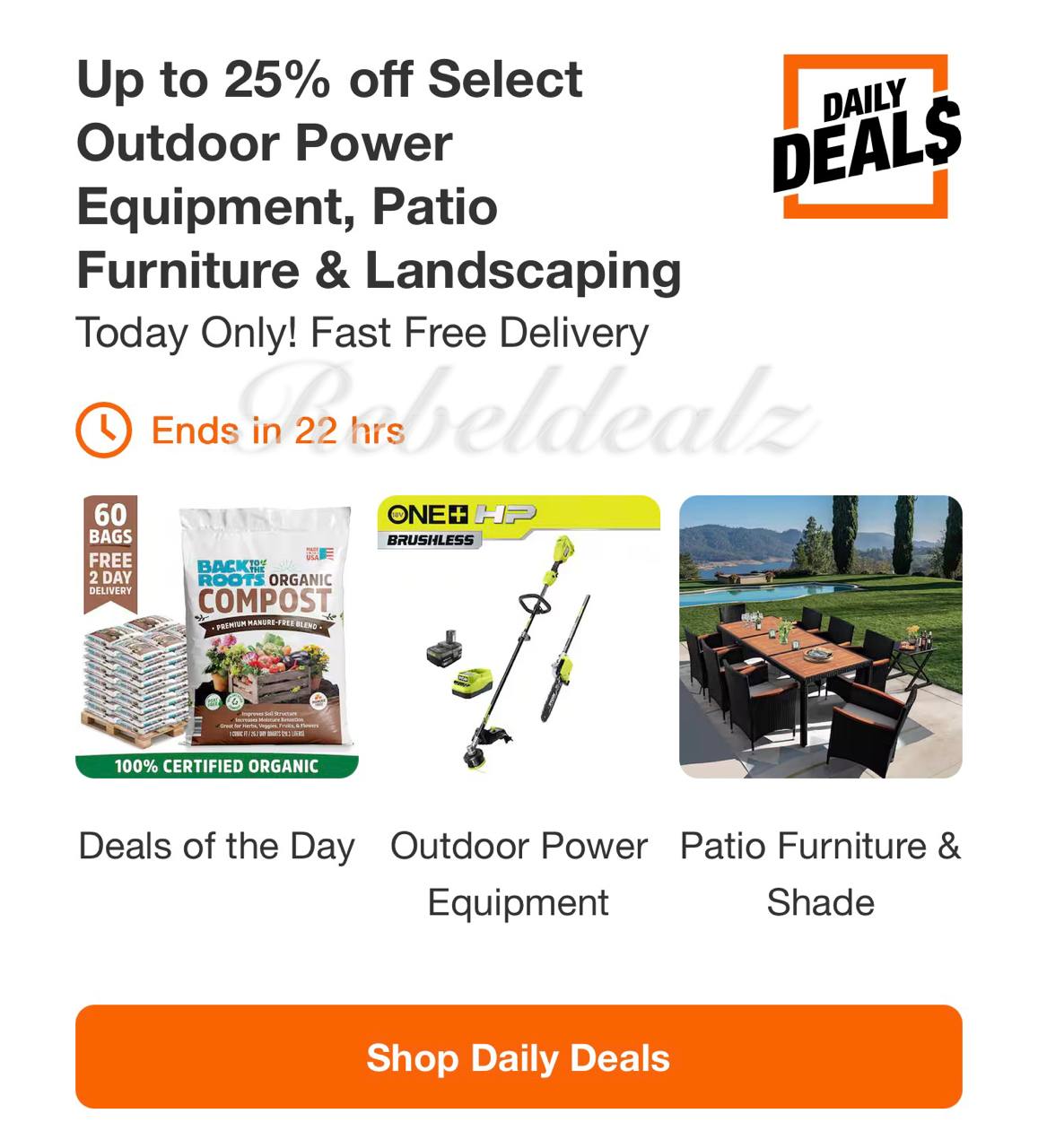 Home Depot Daily Deals: Up to 25% Off Outdoor Power Equipment, Patio Furniture & Landscaping