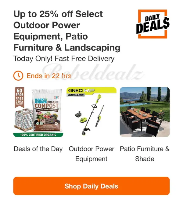 Home Depot Daily Deals: Up to 25% Off Outdoor Power Equipment, Patio Furniture & Landscaping