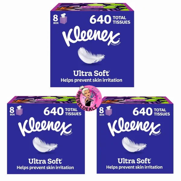 Kleenex Ultra Soft Facial Tissues 8-Pack Cube Boxes on Sale