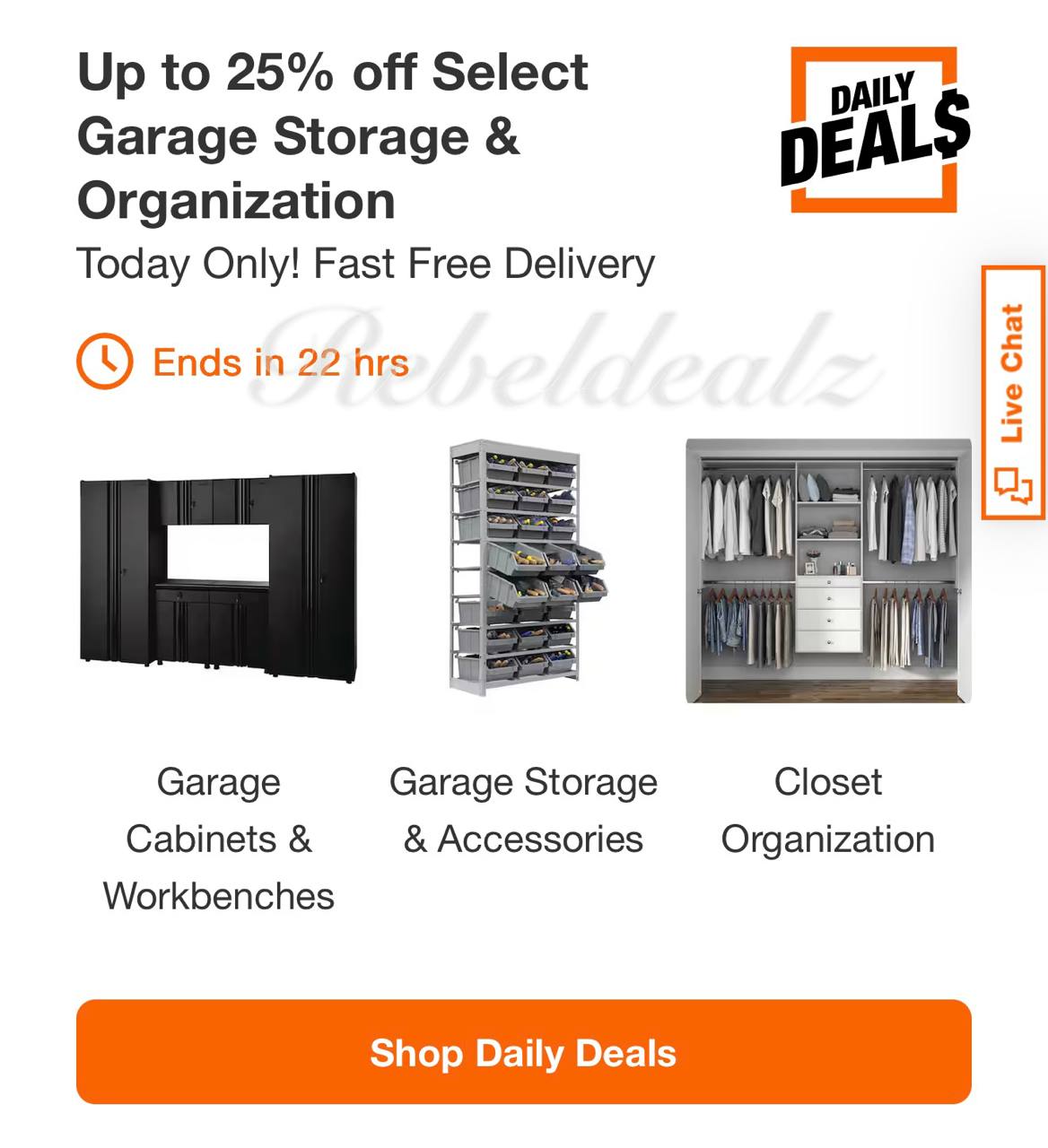 Home Depot Daily Deal: Up to 25% off Garage Storage & Organization