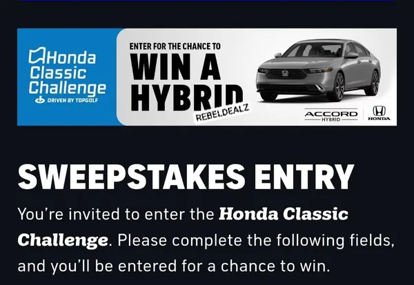Topgolf Honda Classic Challenge: Win a Honda Accord Hybrid
