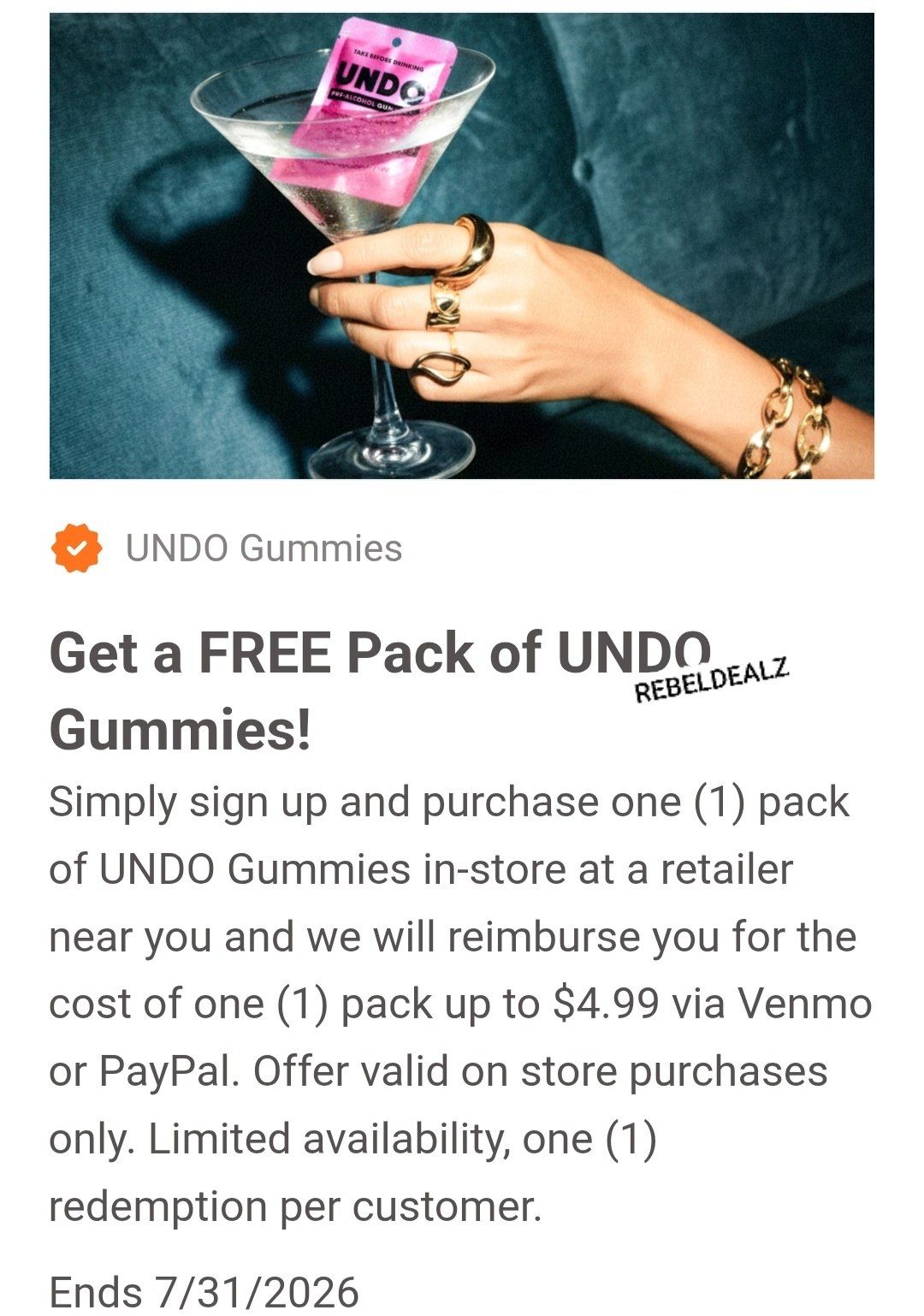 Get a FREE Pack of UNDO Gummies after rebate