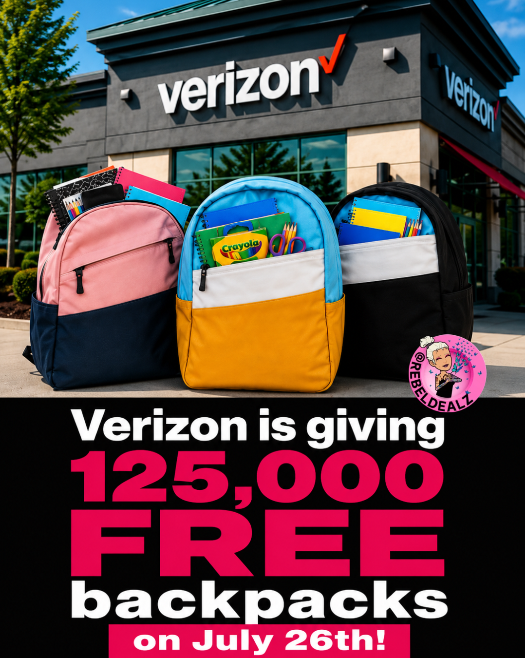 Verizon Is Giving Away 125,000 FREE Backpacks Filled With School Supplies on July 26