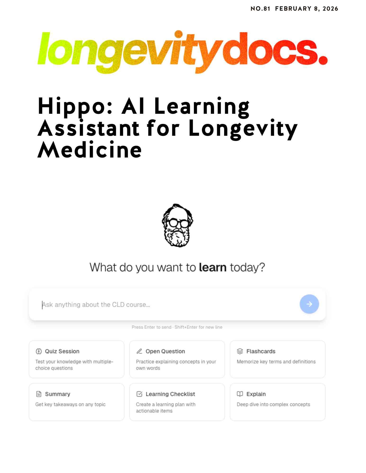 Welcome to Hippo: AI learning Assistant for longevity medicine