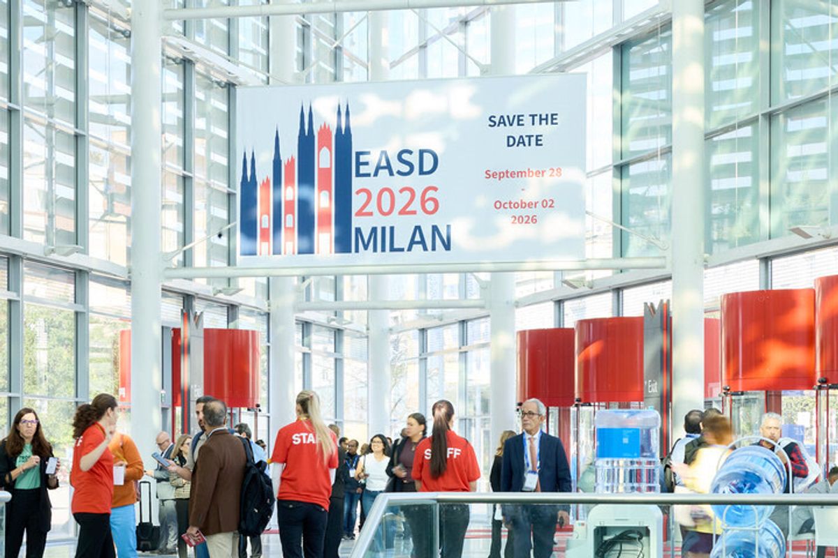 EASD 2026 banner in the Milan congress center