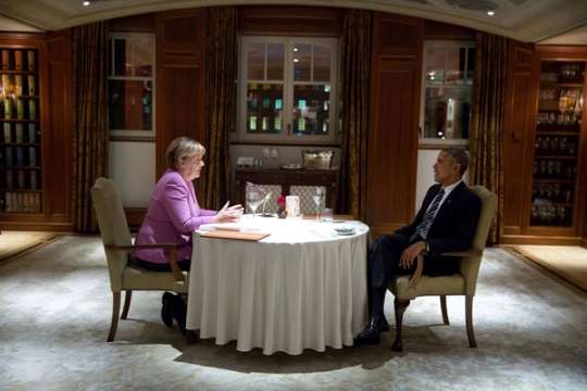 Angela Merkel mit Barack Obama