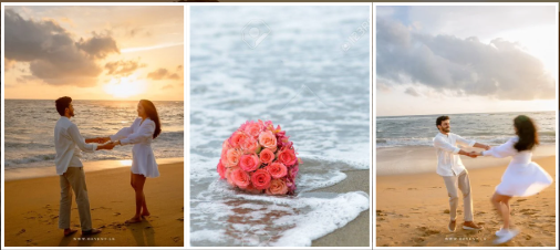Couple walking hand in hand on beach after proposal Sri Lanka romantic sunset moment