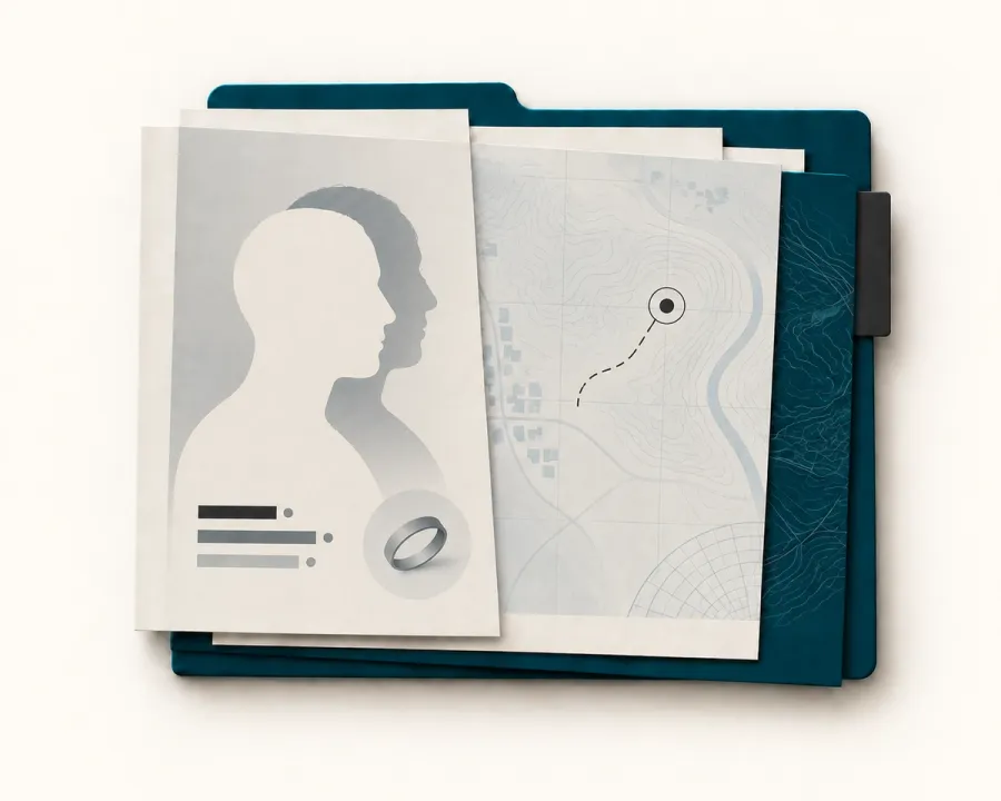 Abstract illustration of the identification of an unidentified deceased person
