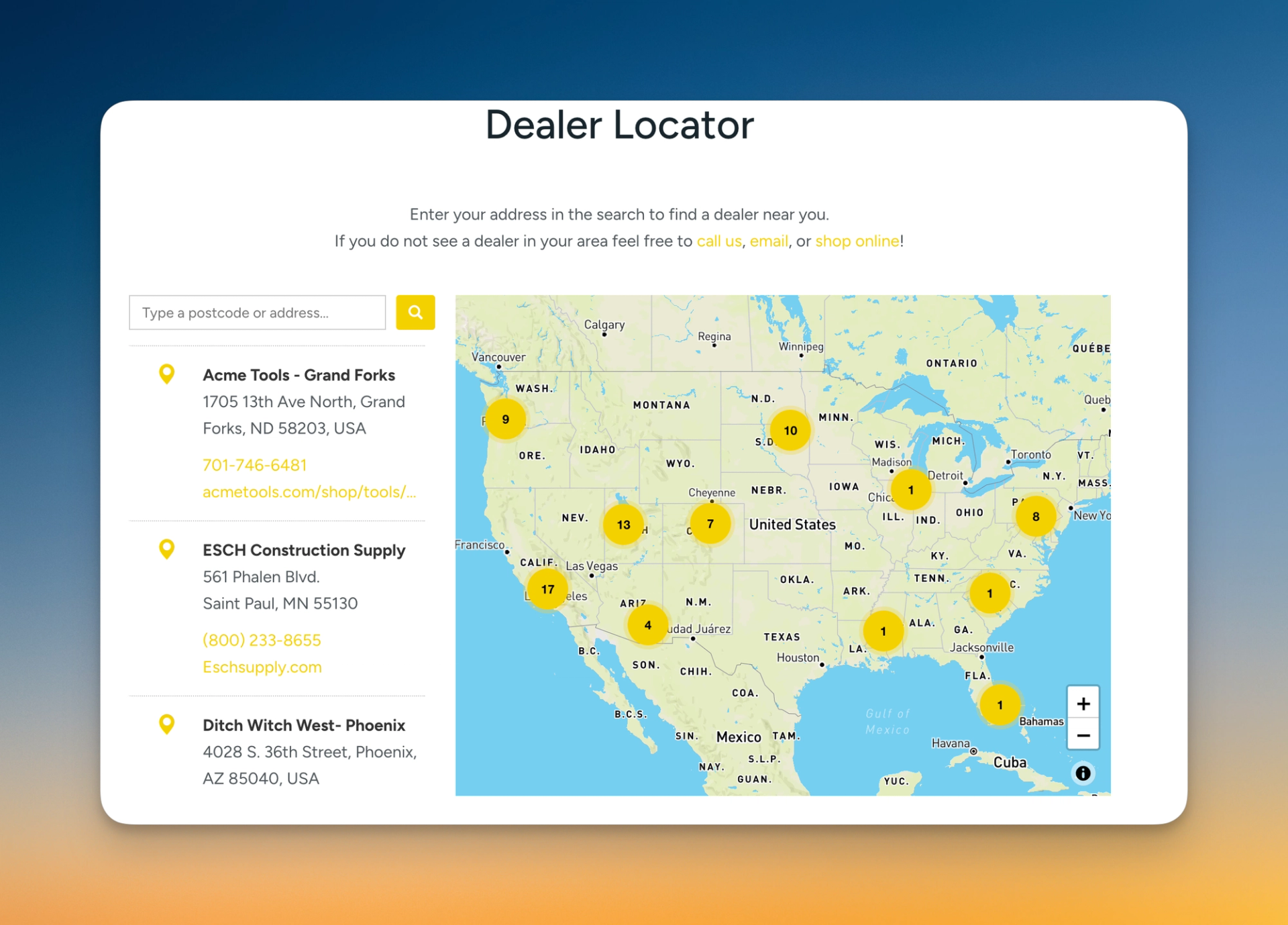 Hy-Lok dealer locator map showing supplier locations worldwide