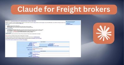 Claude AI carrier vetting interface showing FMCSA SAFER report with carrier safety data and the Claude logo
