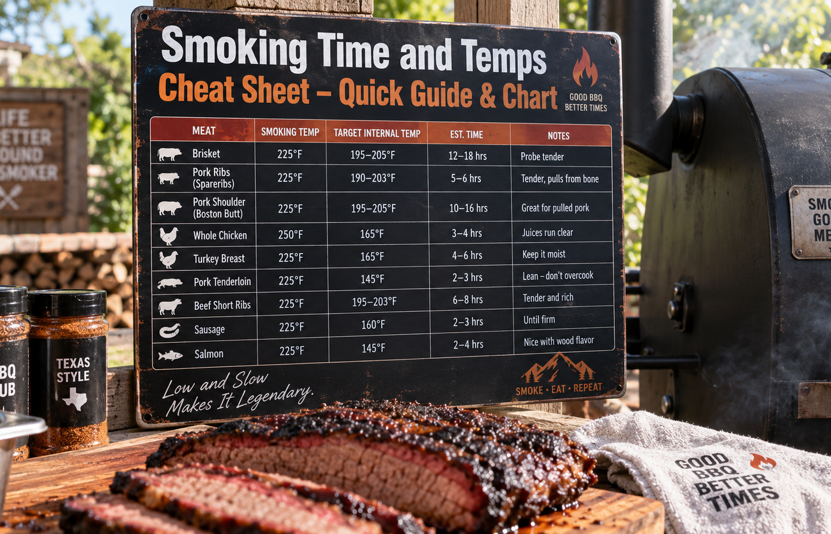 Smoking Times and Temps Cheat Sheet – Quick Guide & Chart