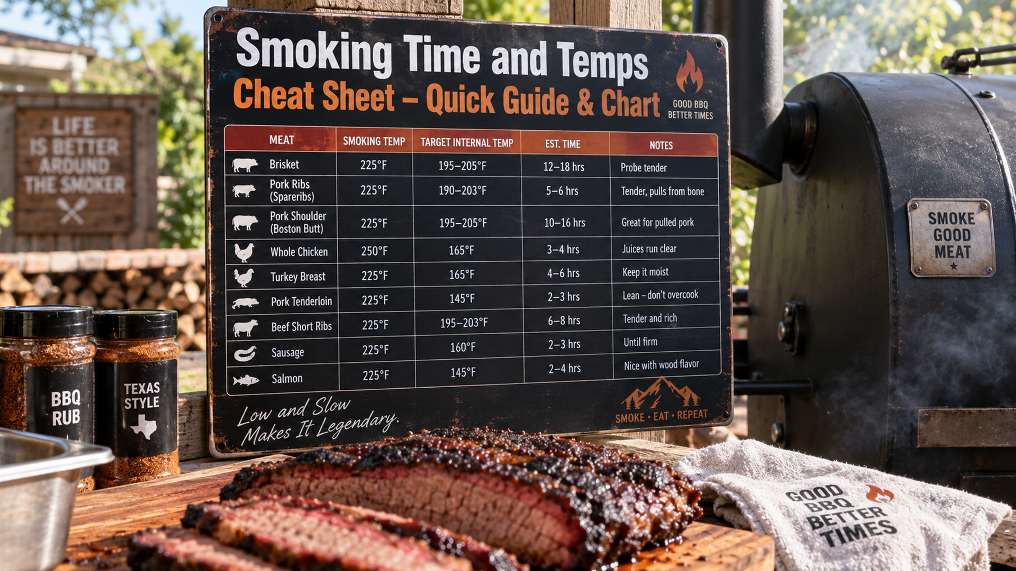 Smoking Times and Temps Cheat Sheet – Quick Guide & Chart
