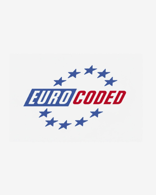 Logo with the word EURO in blue and CODED in red, surrounded by a semicircle of blue stars on a white background.