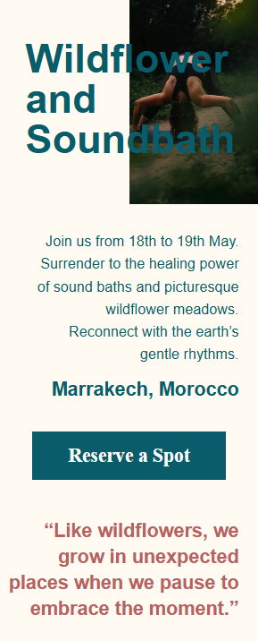 Wildflower and Soundbath mobile preview