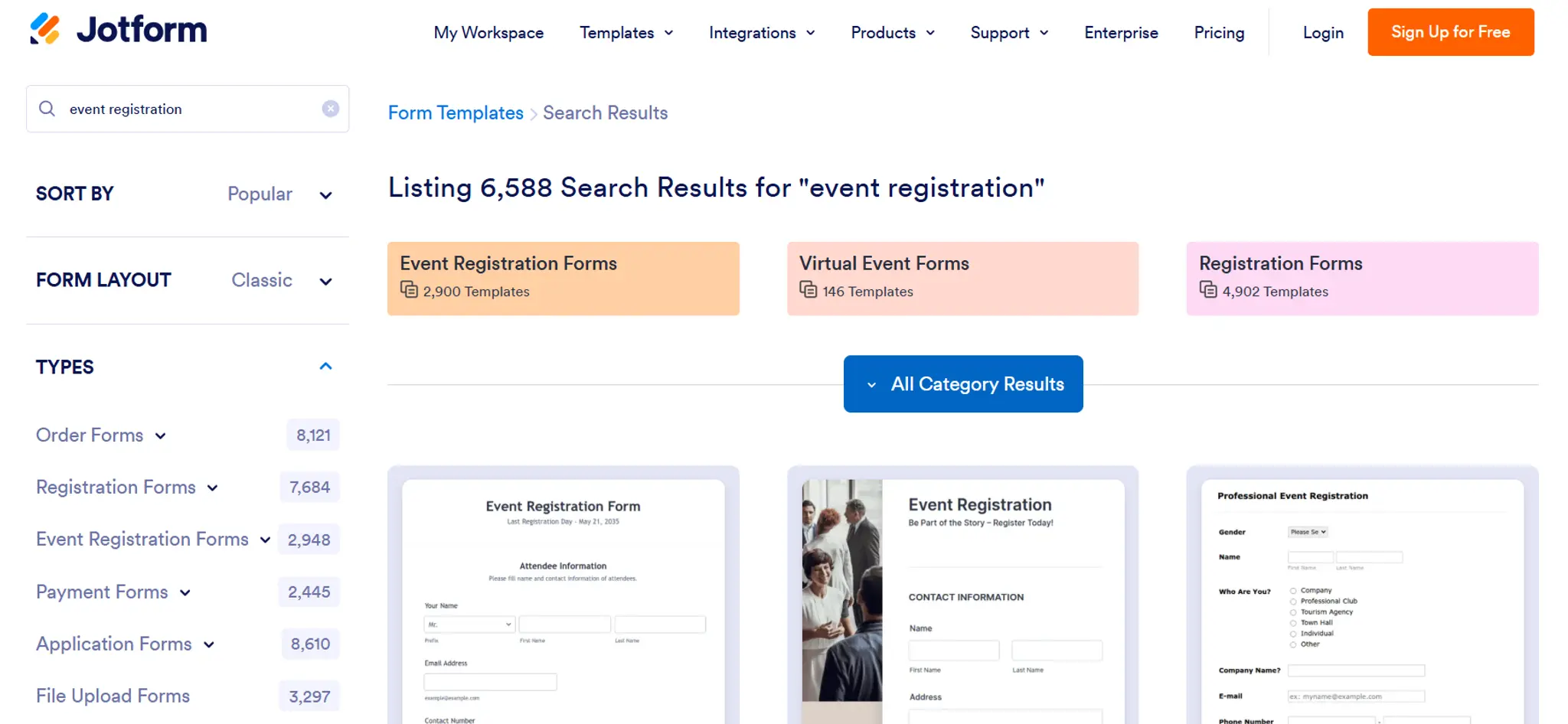 Jotform's event registration templates