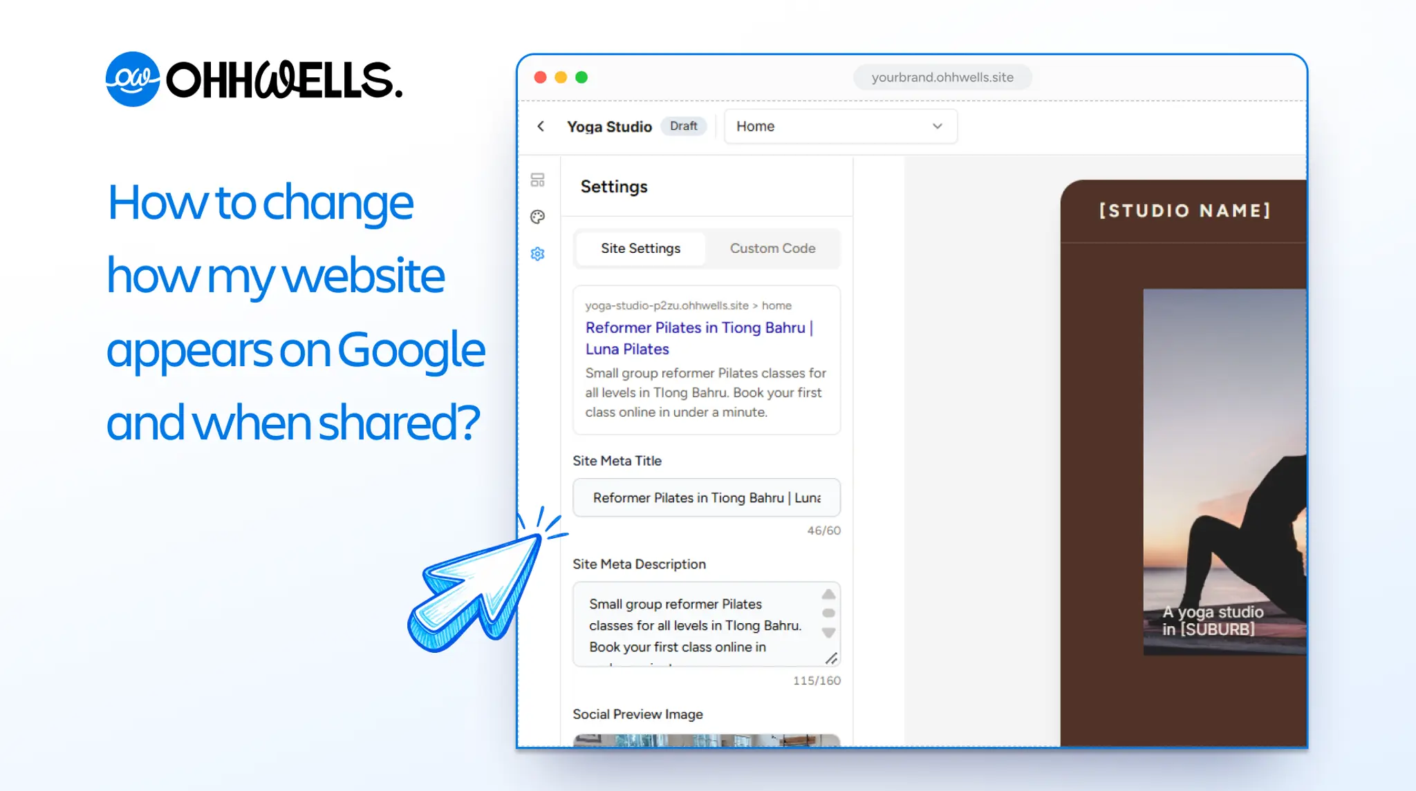 SEO settings on OhhWells Canvas Editor