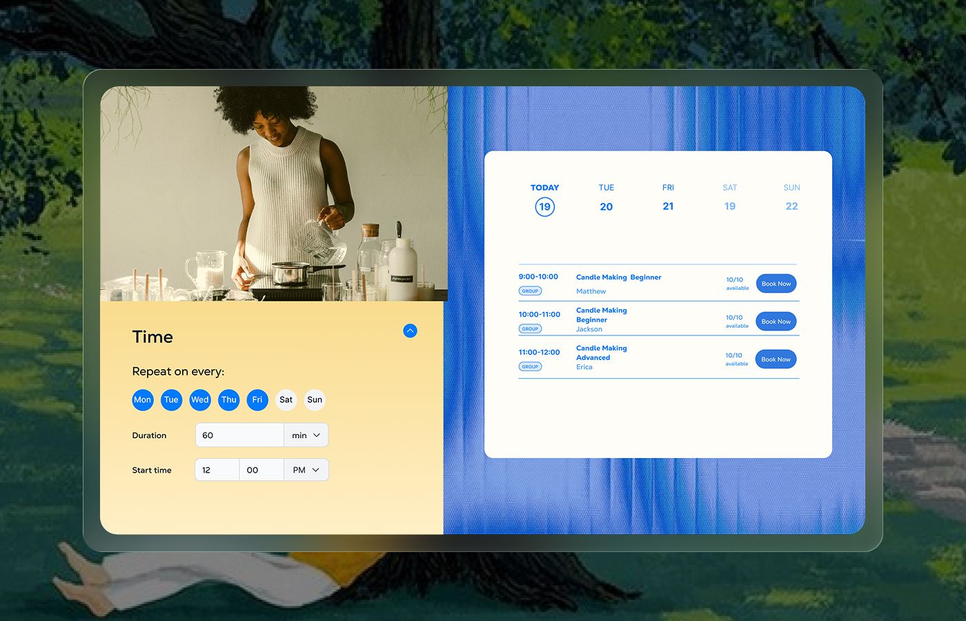 Let clients book with you instantly, even when you're offline.