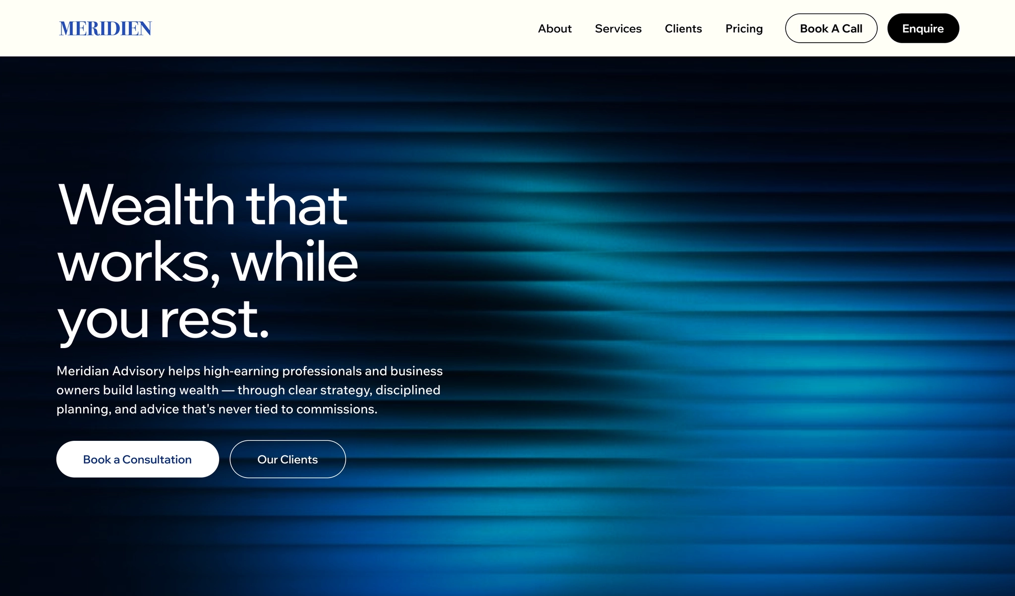 Financial website template desktop preview