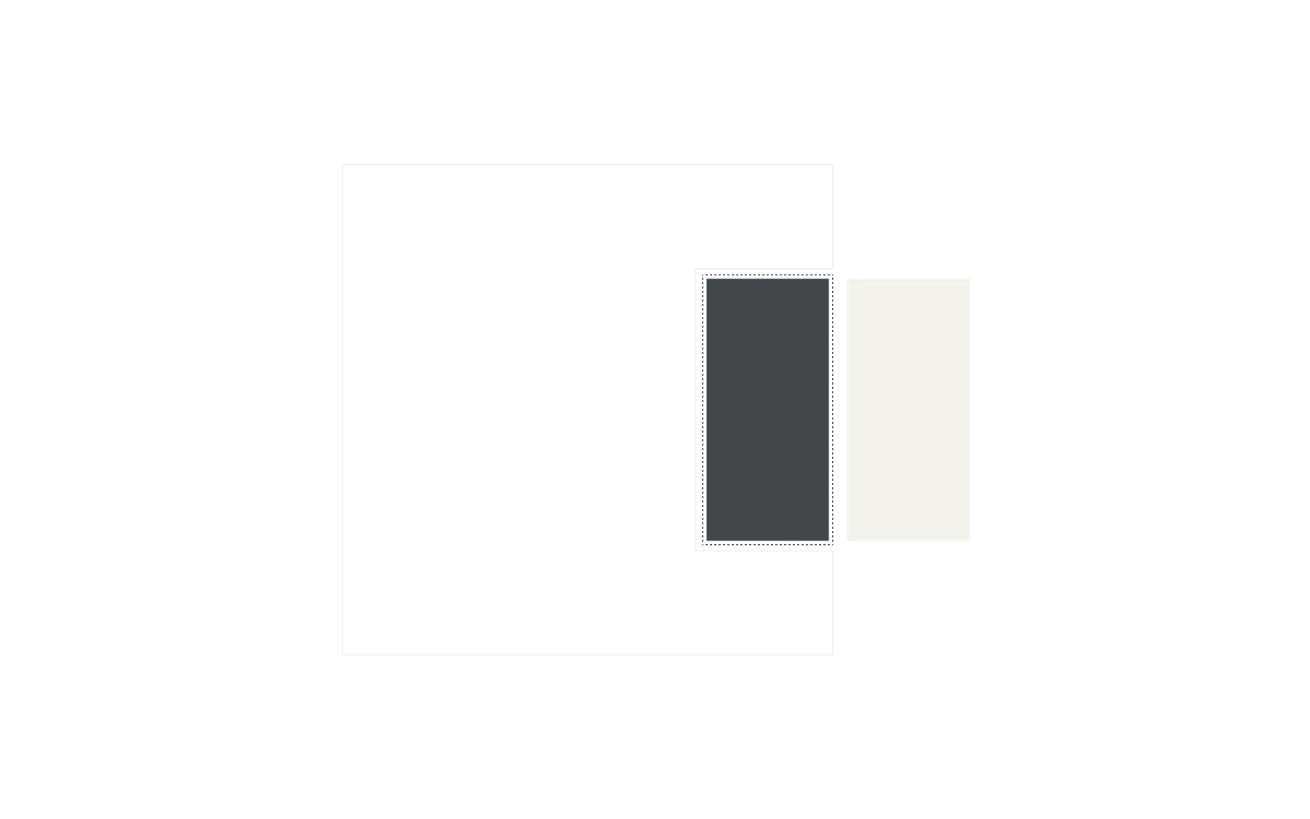 A dark grey vertical bar sits within a faint white rectangular outline, with a cream vertical bar immediately to its right.