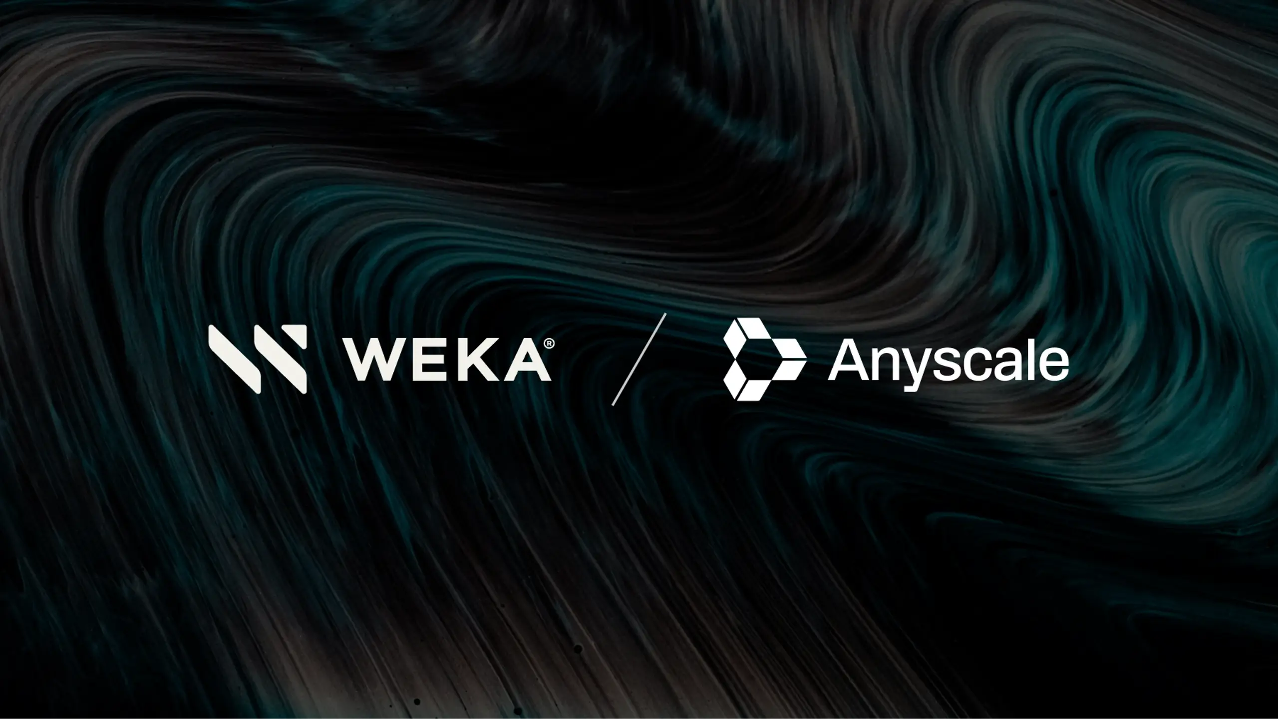 WEKA and Anyscale logos on a dark, abstract background.