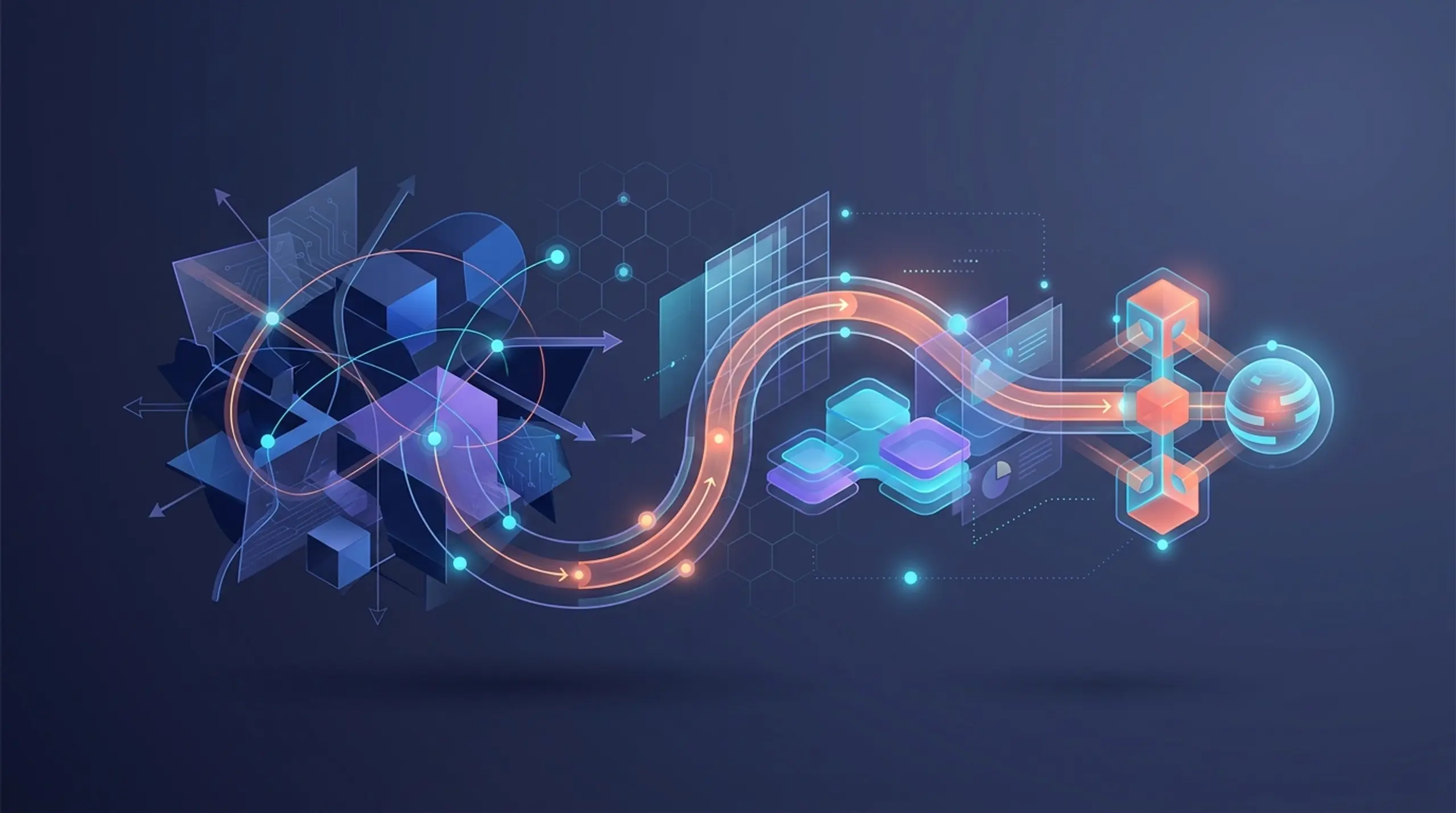 Abstract illustration of data analysis and network flow.