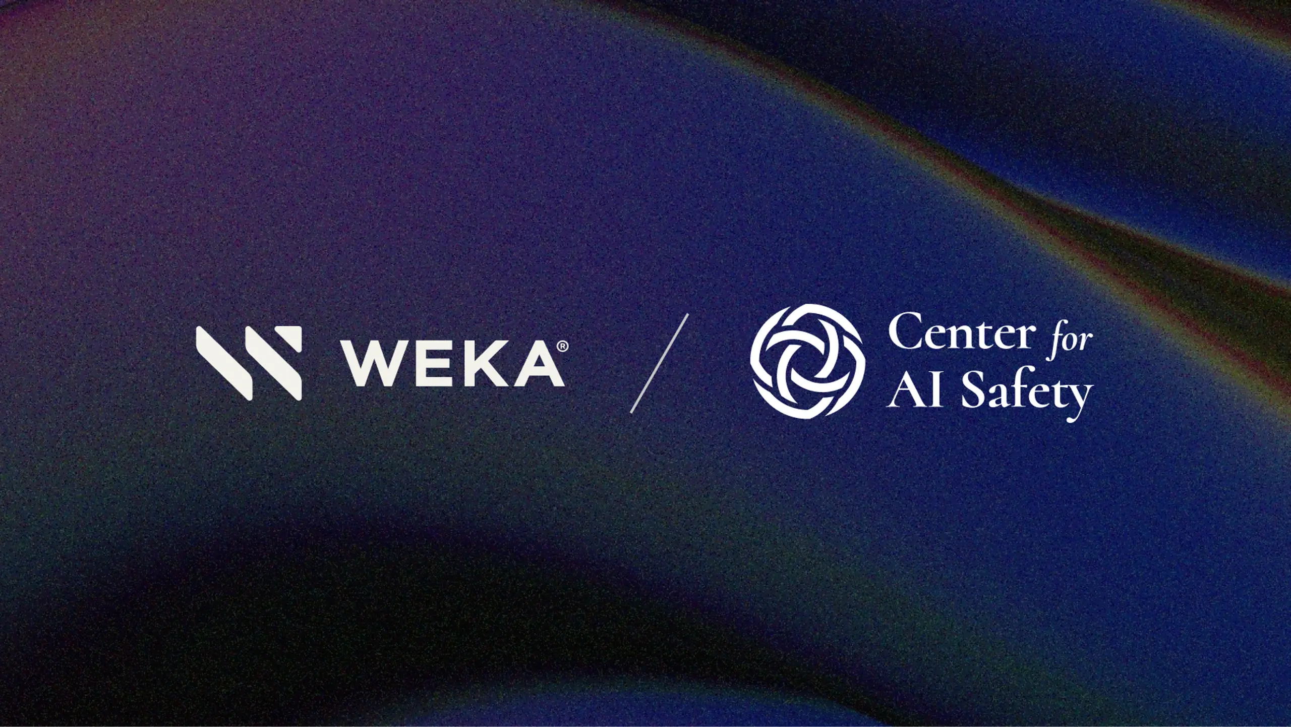 WEKA logo and Center for AI Safety logo, separated by a diagonal line.