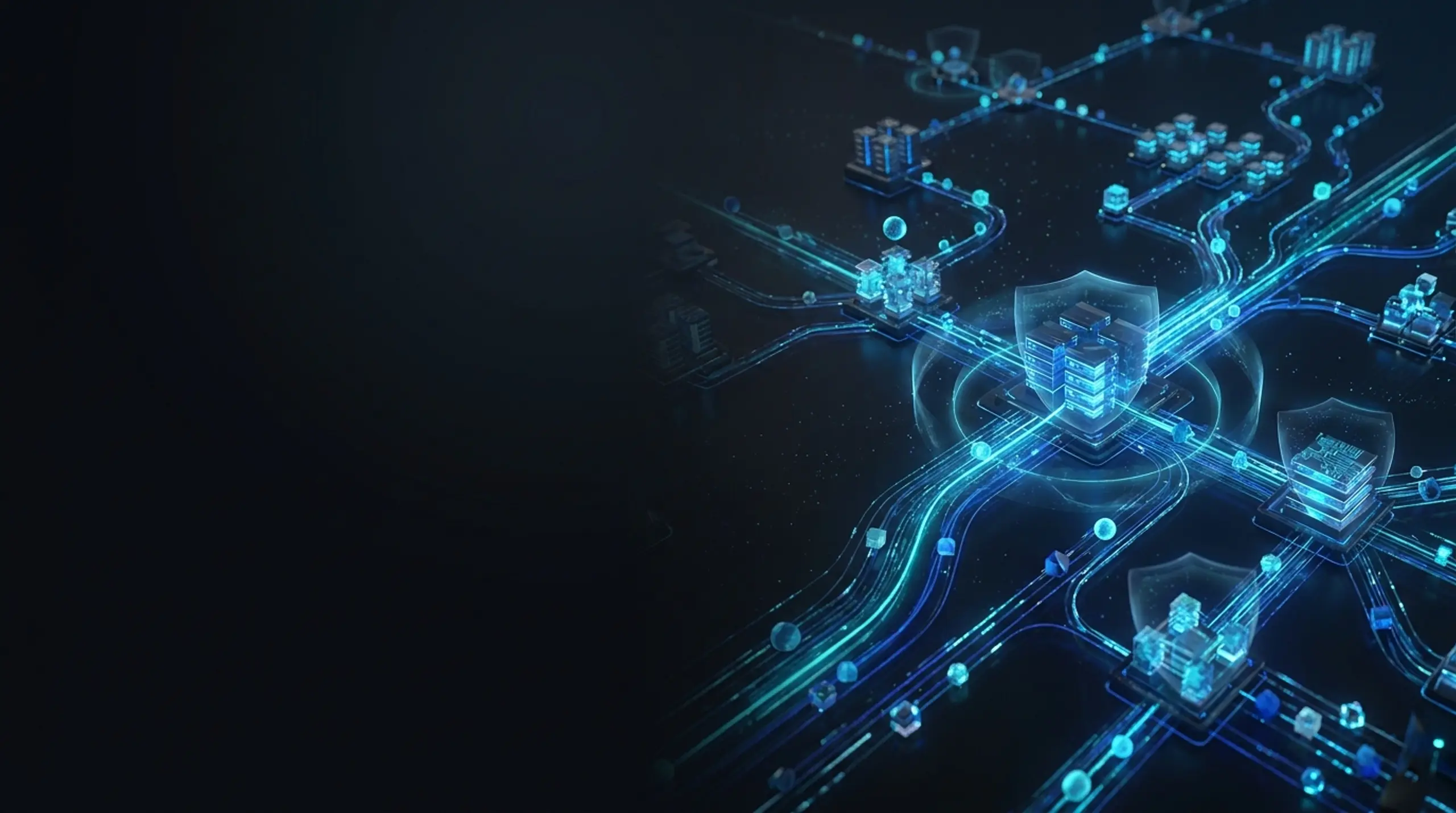 A high-performance distributed cloud storage network visualizing secure access, scalability, synchronization, and resilience.