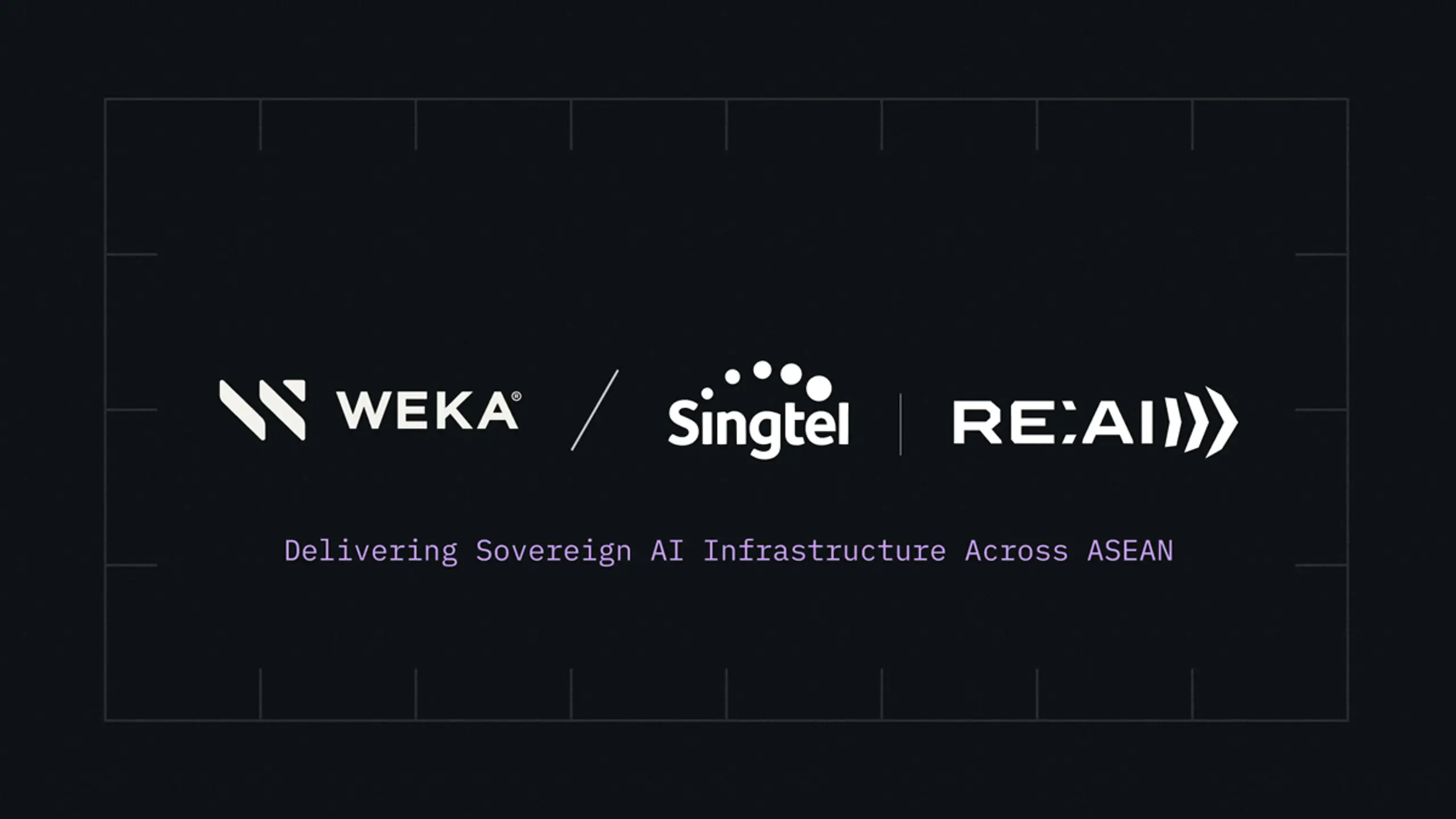 Logos of WEKA, Singtel, and RE:AI with the text "Delivering Sovereign AI Infrastructure Across ASEAN".