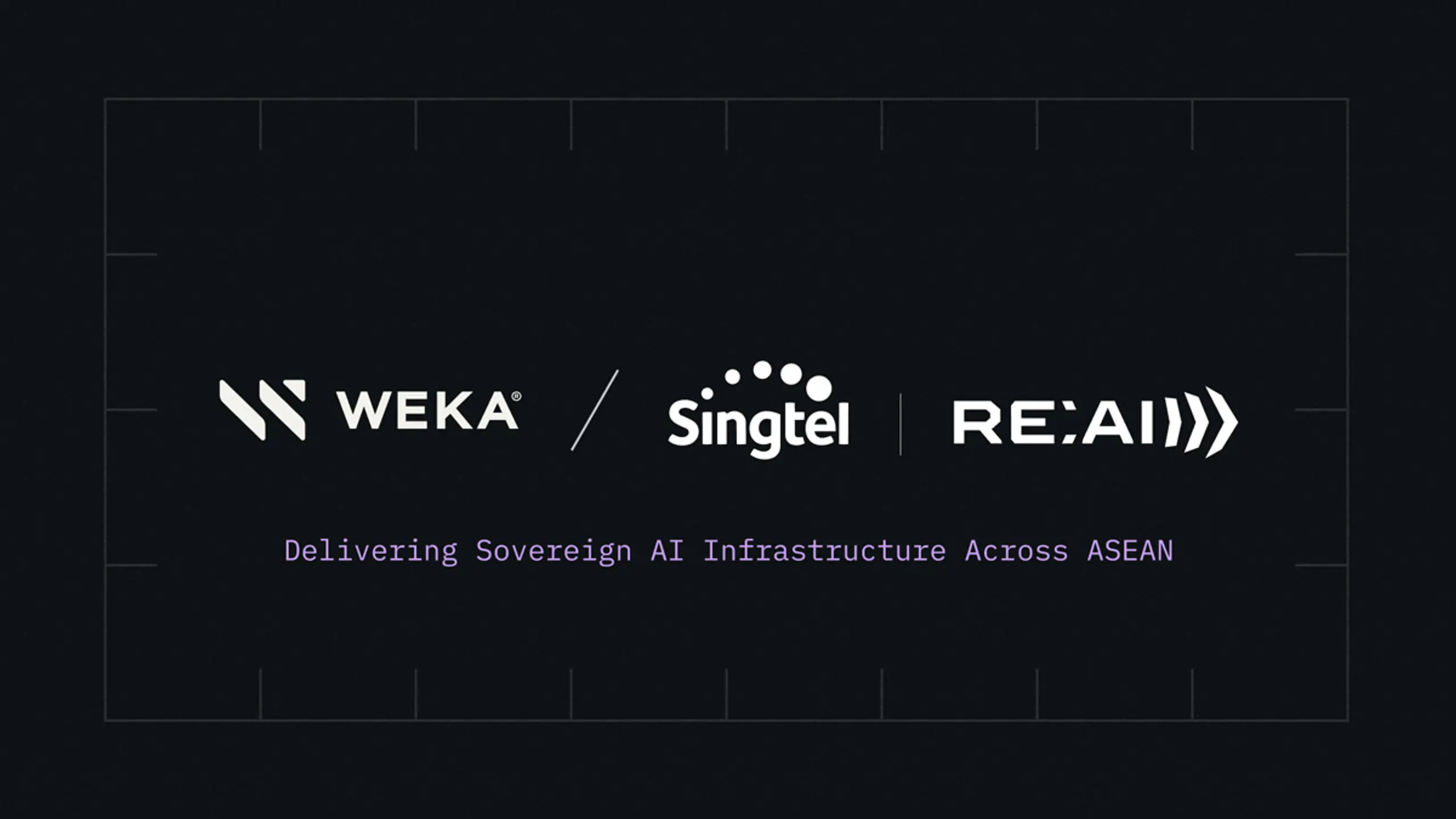 Logos of WEKA, Singtel, and RE:AI with the text "Delivering Sovereign AI Infrastructure Across ASEAN".