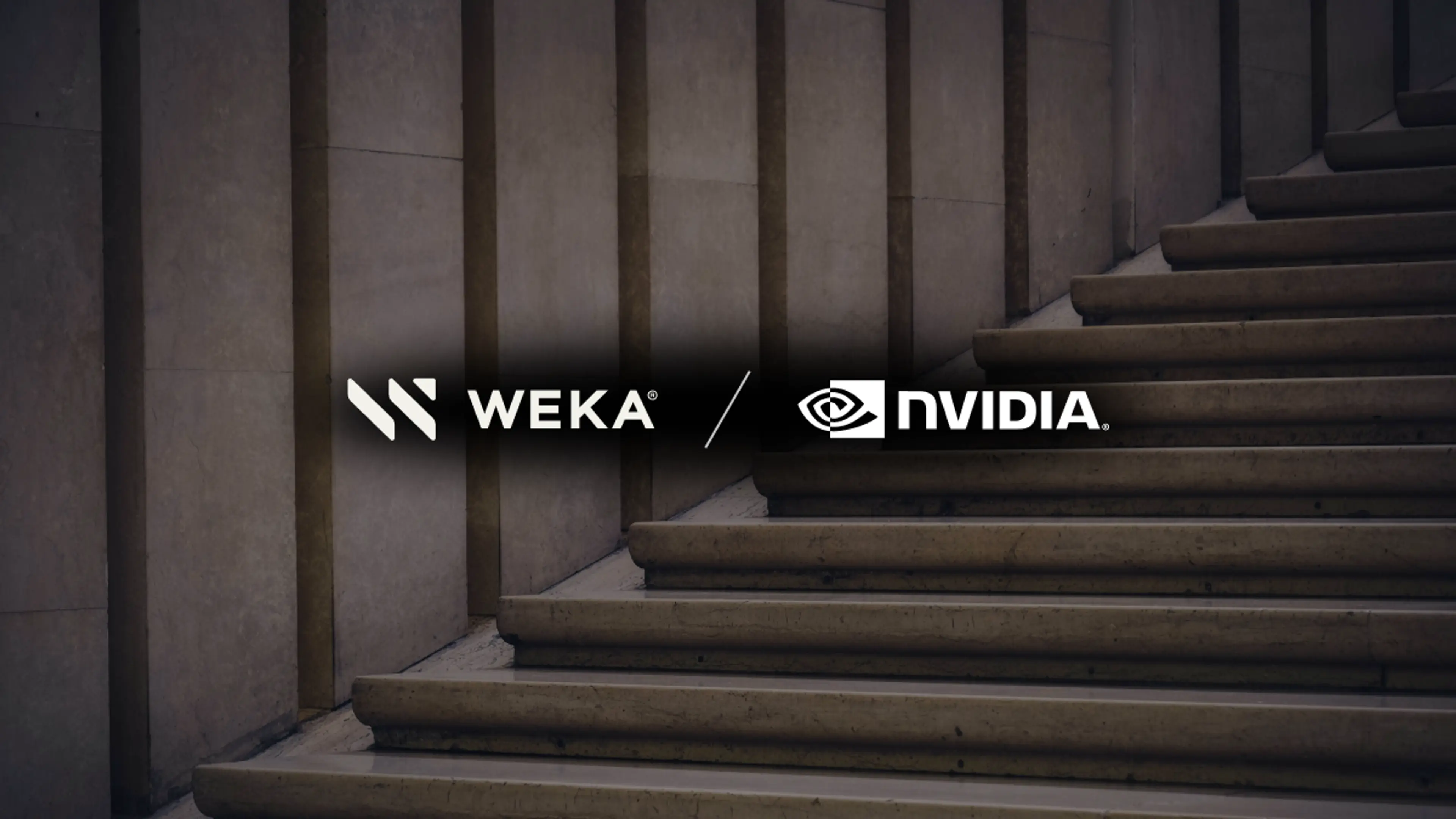 WEKA and NVIDIA logos on a stone staircase background.