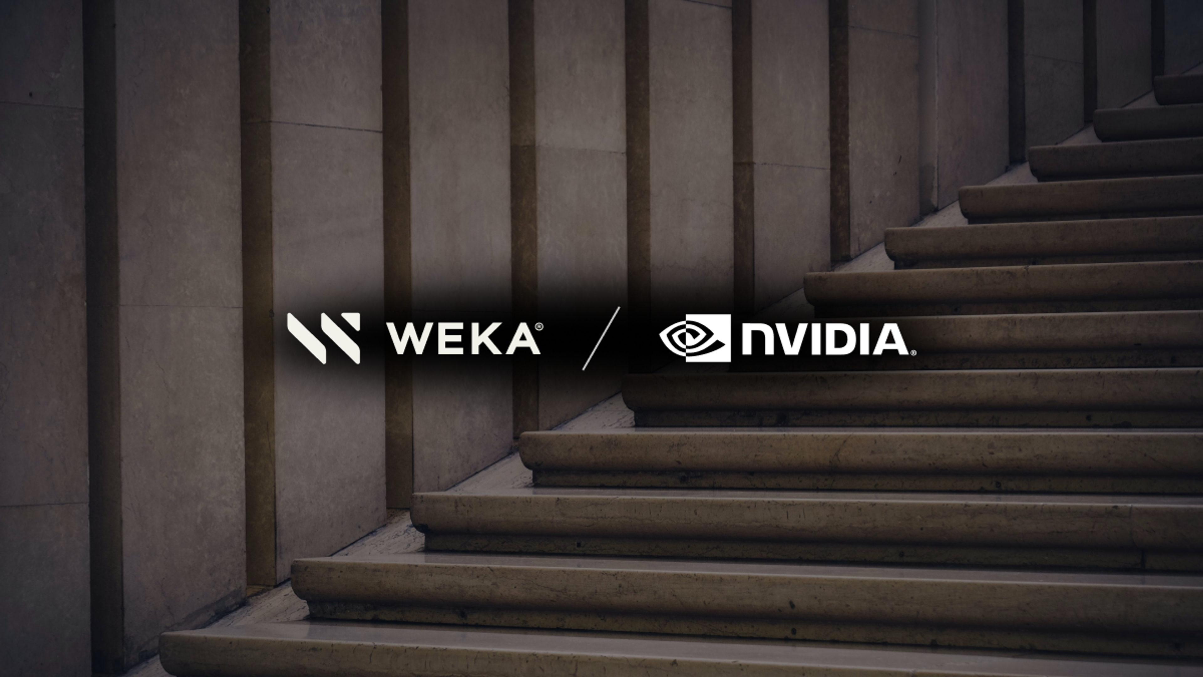WEKA and NVIDIA logos on a stone staircase background.