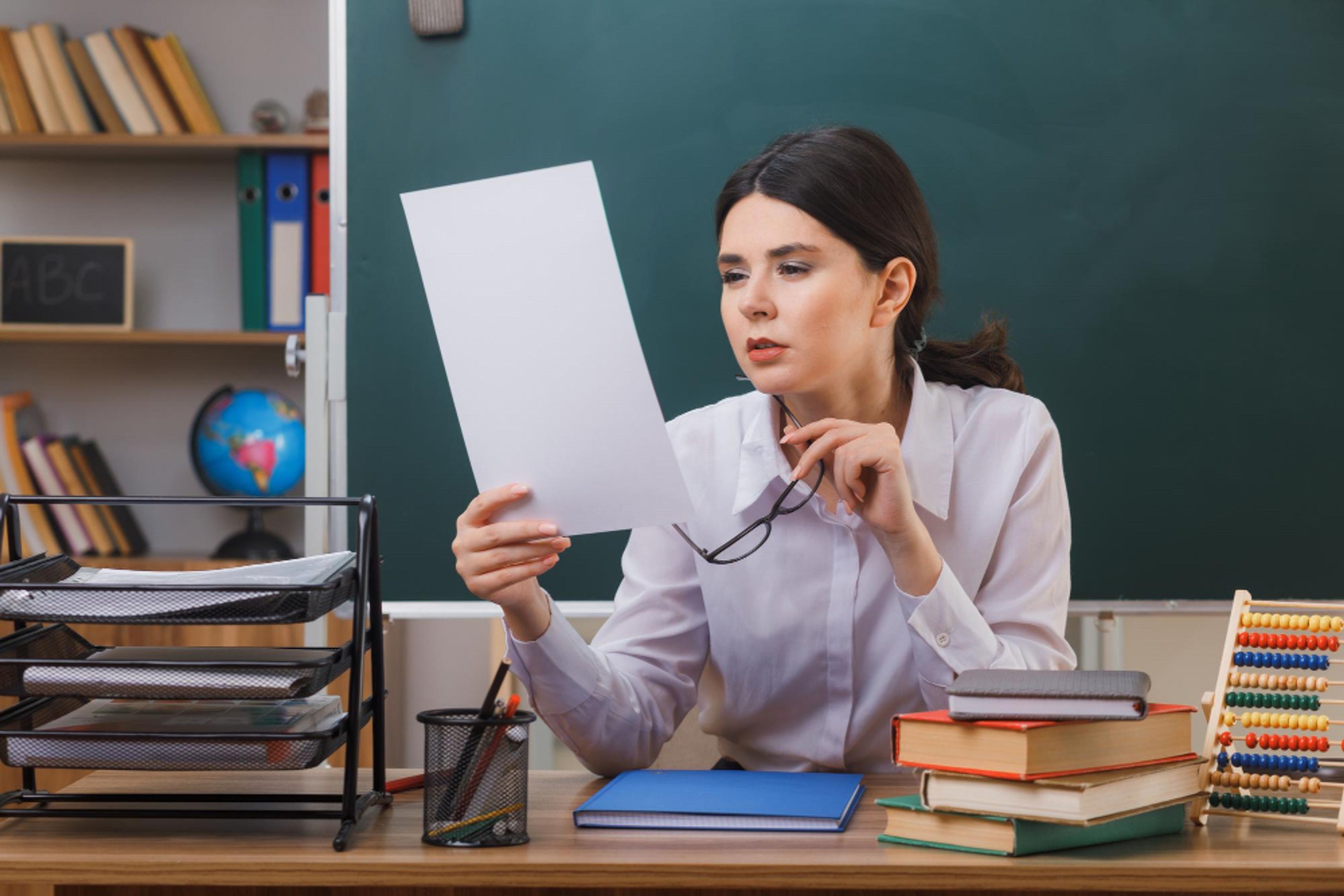 teacher reviewing homework