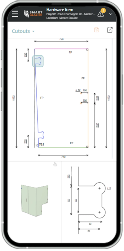 a smart phone with a hardware item app open