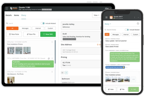 Smart Glazier Business Modules on various Devices