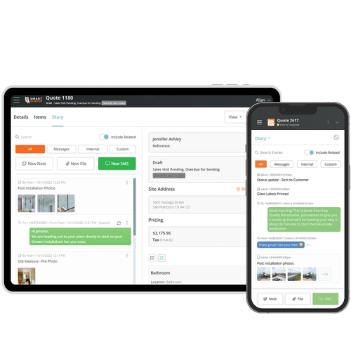 Smart Glazier Business Modules on various Devices