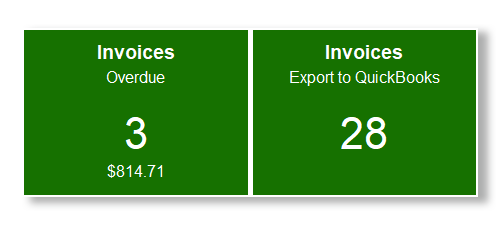 Widgets showing the outstanding invoices