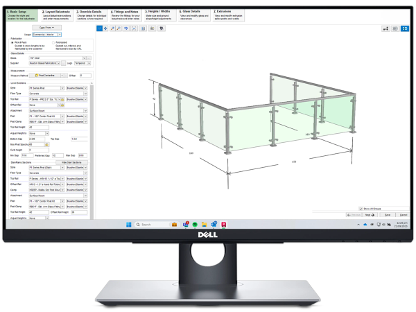 a dell computer monitor shows a drawing of a railing a dell computer monitor shows a drawing of a railing