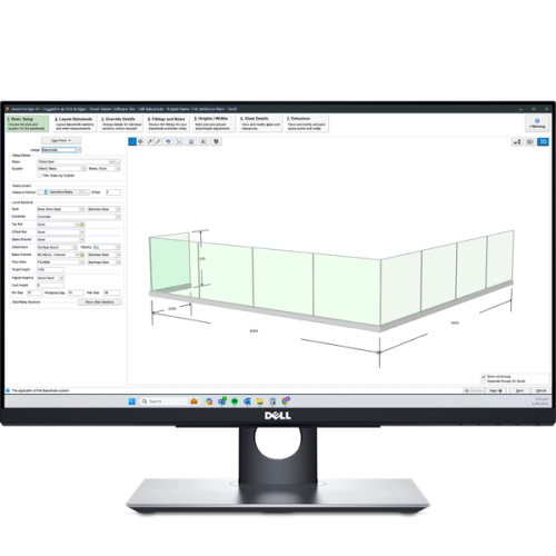Glass railing design on monitor