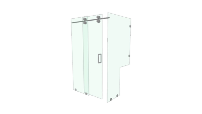 a sliding glass shower door with a handle on a white background . a sliding glass shower door with a handle on a white background .