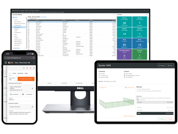 Scheduling, Quoting and Job Management Software features demonstrated on devices