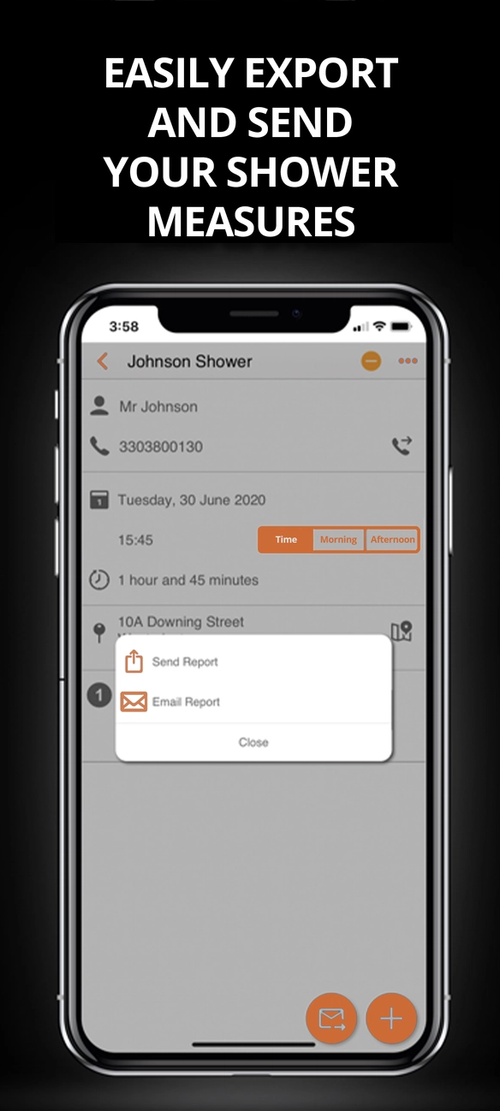 Easily export and send your shower measures