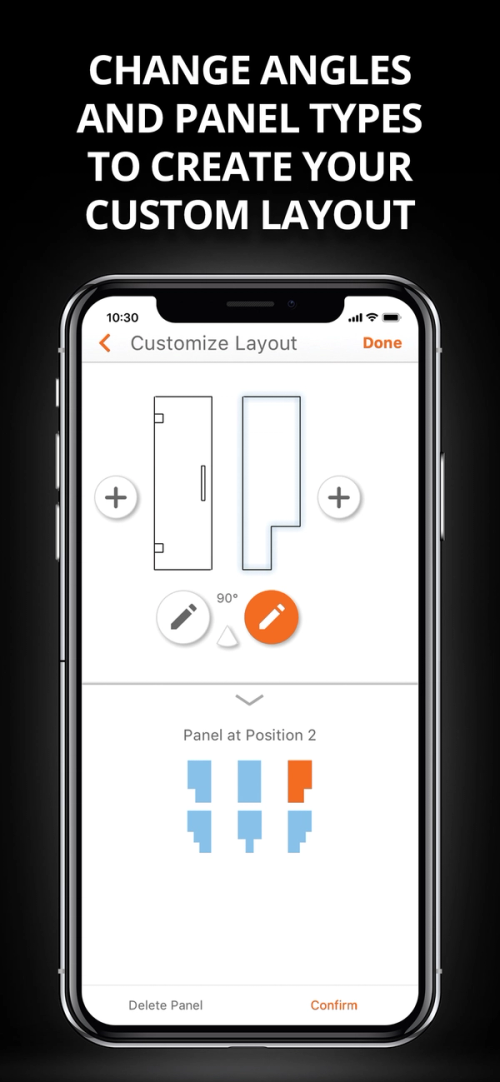 Change angles and panel types to create your custom layout