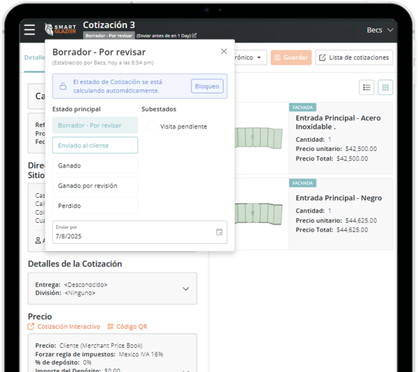 a screenshot of a web page that says entrada principal acero inoxidable