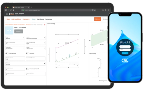 Smart Glazier Design Shower Module on Tablet