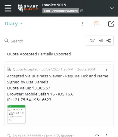 Example of a Quote Acceptance