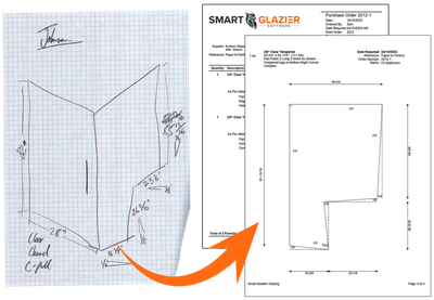 create accurate easy to read glass drawings, ready for fabrication