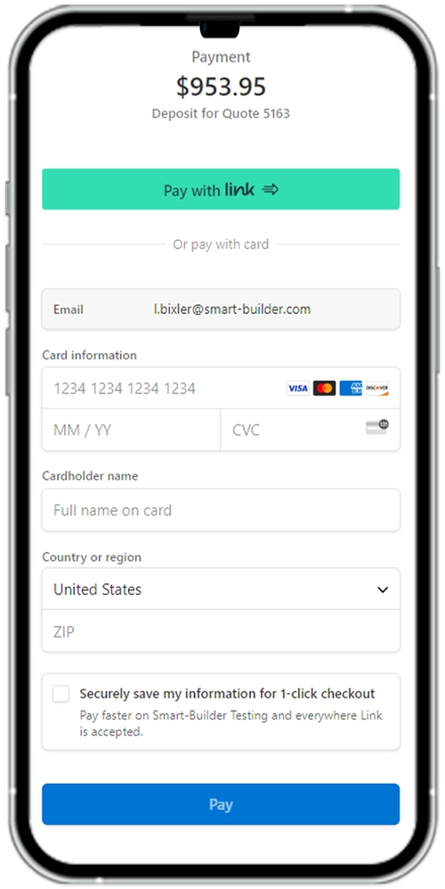 Payment screen