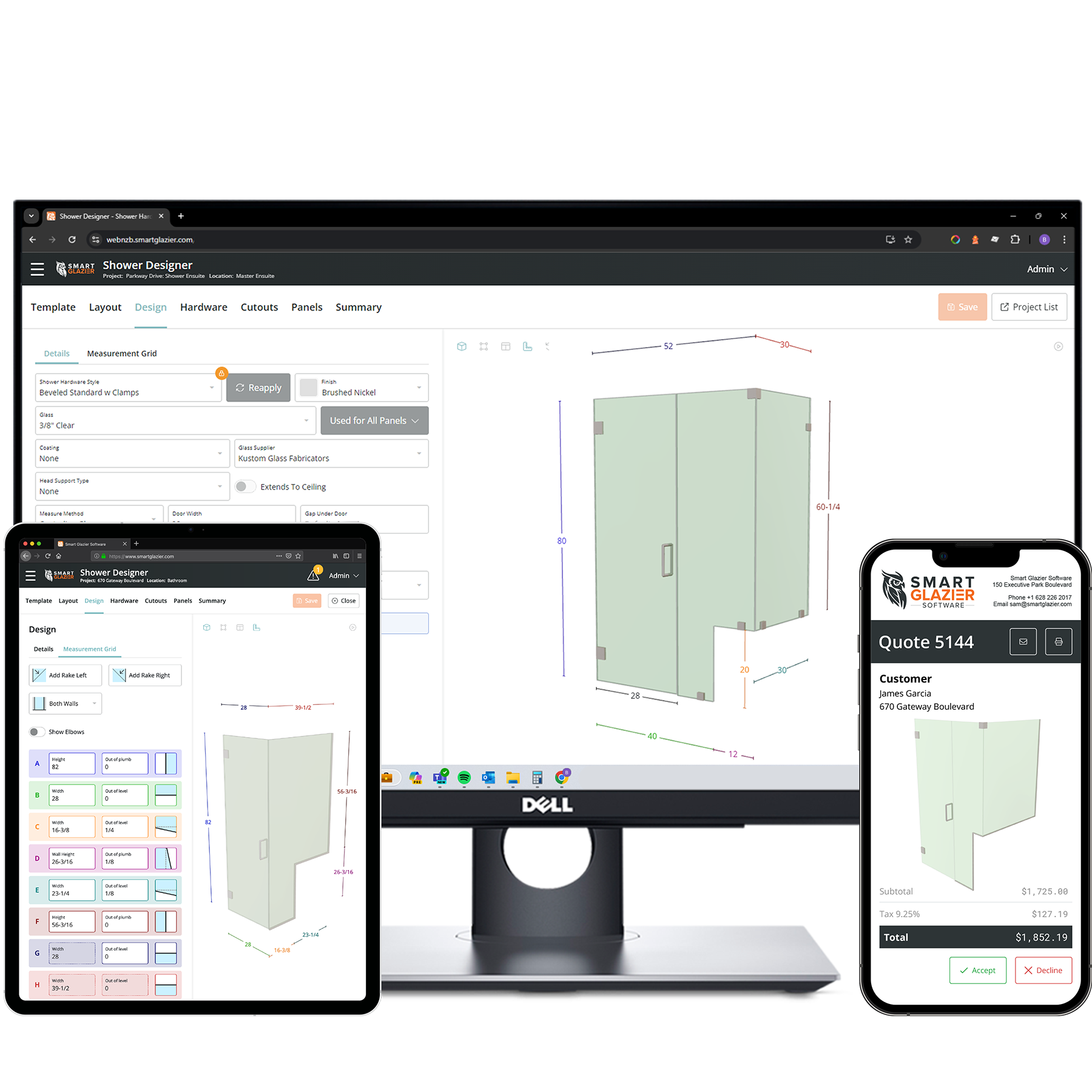 Send estimates to your customers using Smart Glazier's glass estimating software