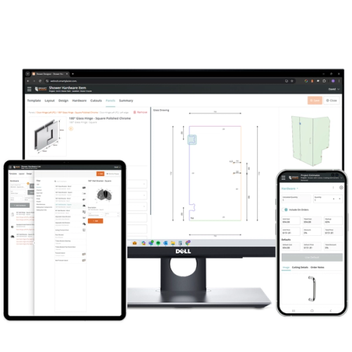 Glass design software with hardware options
